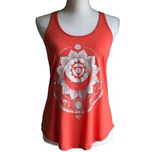 Billabong Orange Graphic Racerback Tank Top XS